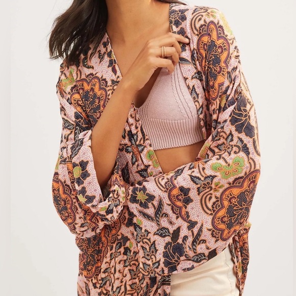 Anthropologie Bel Kazan Pink/Rose Kimono - Picture 3 of 5